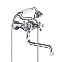 Chinese Manufacturer Provide Russian Model Wall Mounted Double Handle Bath Shower Mixer With 35CM Brass Hose